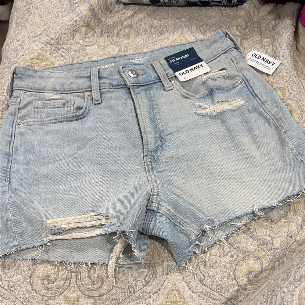 Old Navy Light Blue Distressed Jean Shorts
